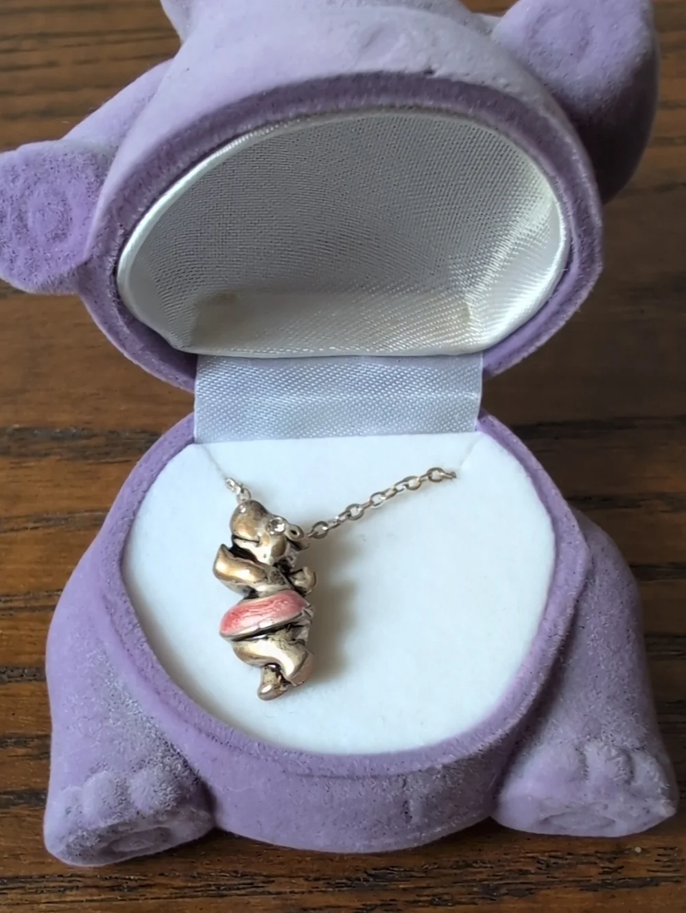 Hippo in a Tutu Pendant Necklace in Lavender Felted Purple Box